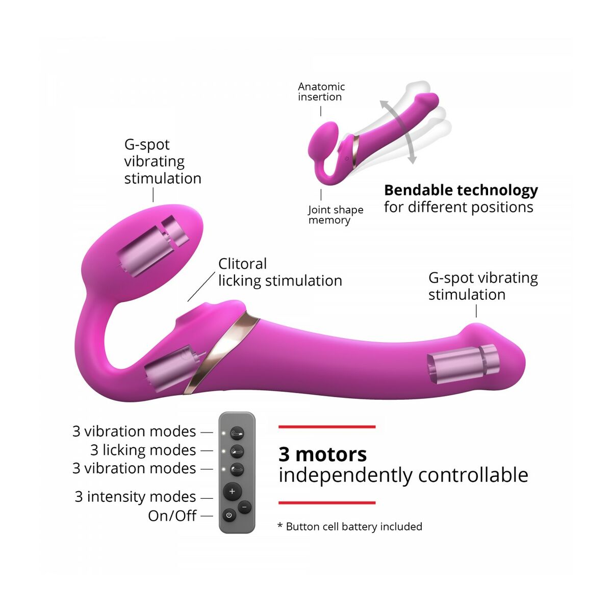 Vibrator Strap-on-me 6017456 Rosa XL M